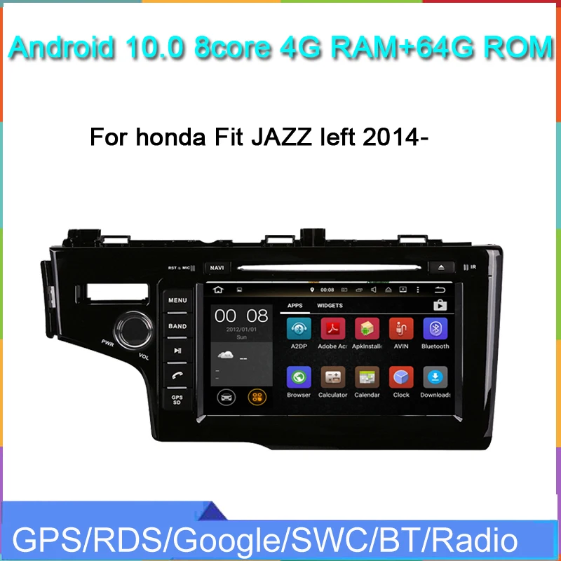 Восьмиядерный автомобильный dvd плеер android 10 gps для Honda FIT left auto 2014 2017 Автомобильный