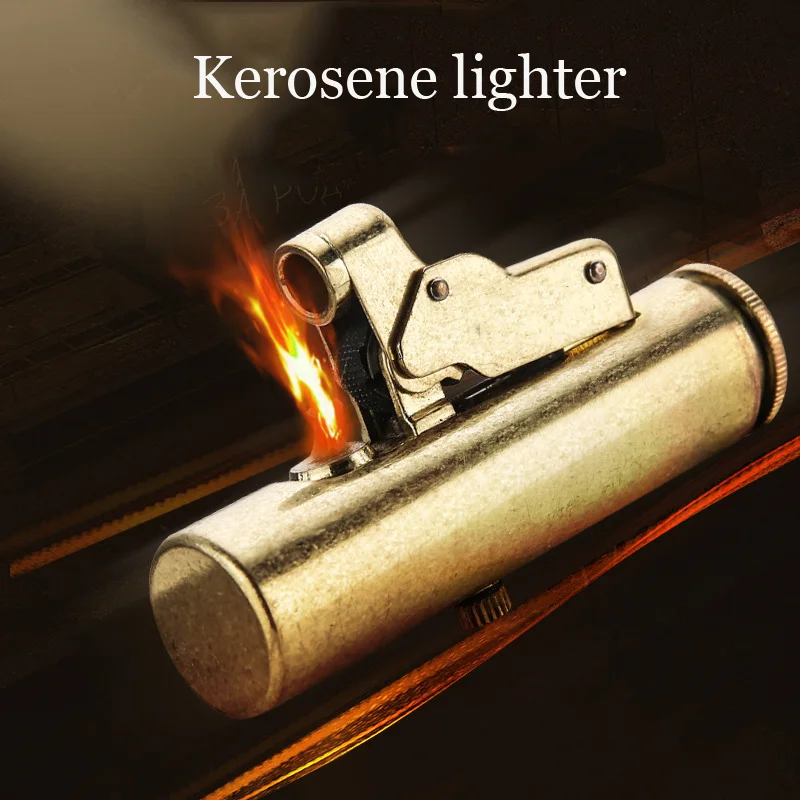 Латунная Зажигалка винтажная Ретро многоразовая масляная керосиновая Мини