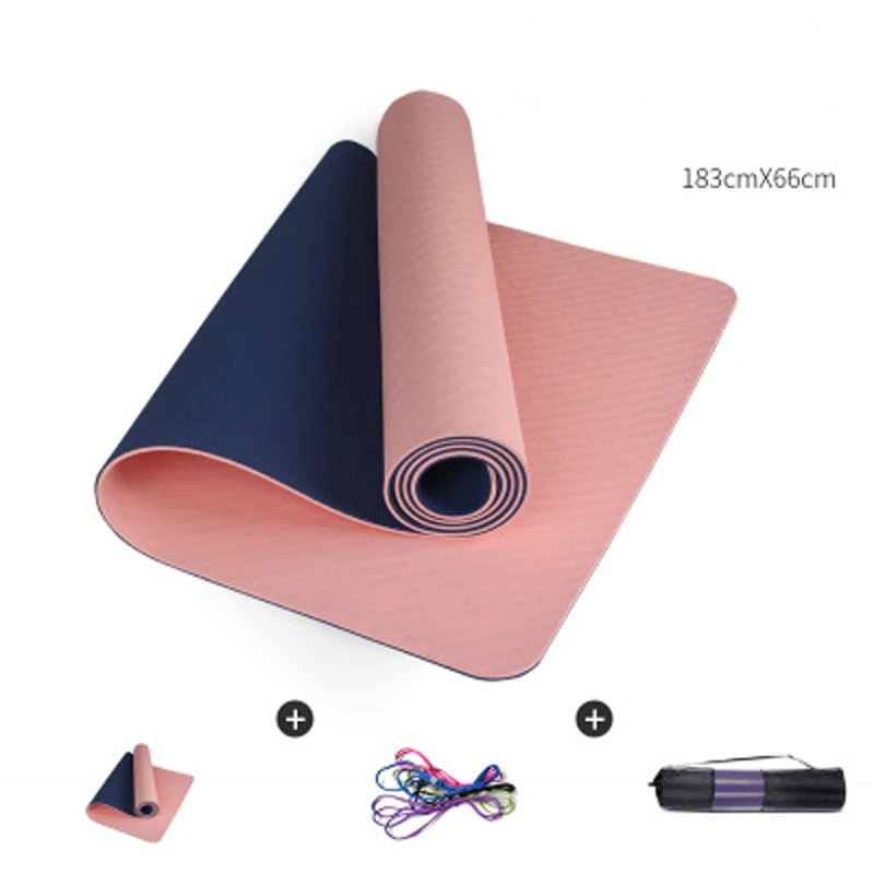 

TPE Yoga Mat Anti Slip Sports Delicate Texture Fitness Exercise Pilates 183cm*66cm*6MM Gym Training