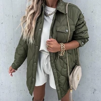 ardm casual winter jacket women cotton padded quilted coats parka jacket padded parkas warm stand collar with button pockets top