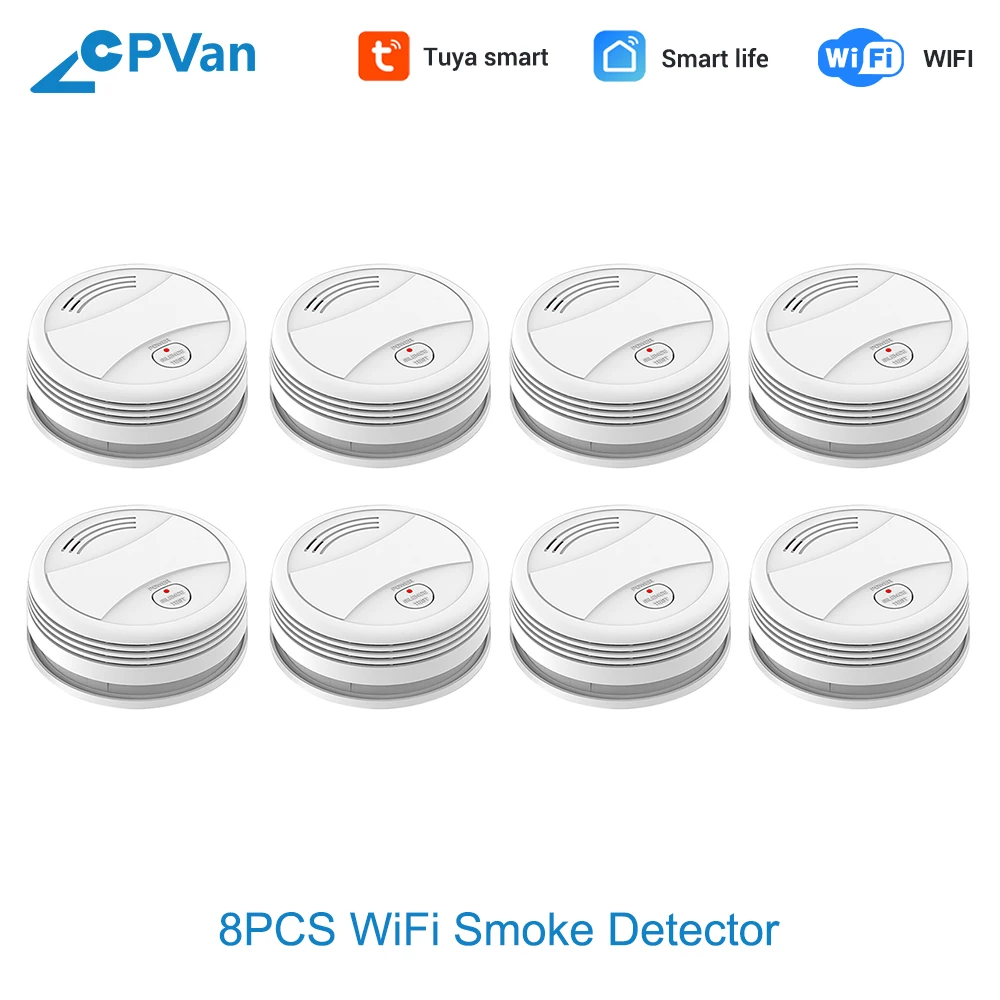 CPVan SM05W 8 шт./лот детектор дыма WiFi Smart Life Tuya APP датчик сигнализации | Безопасность и