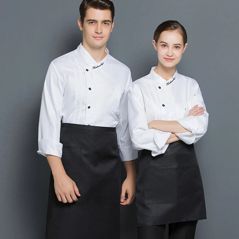 Униформа шеф-повара с длинным рукавом для женщин и мужчин кухни кейтеринга