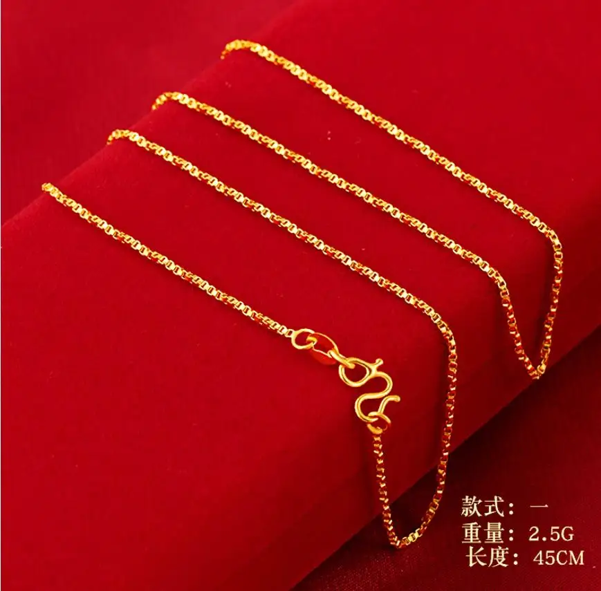 Ограниченное предложение Женская позолоченная цепочка 24 к в коробке с волнистой