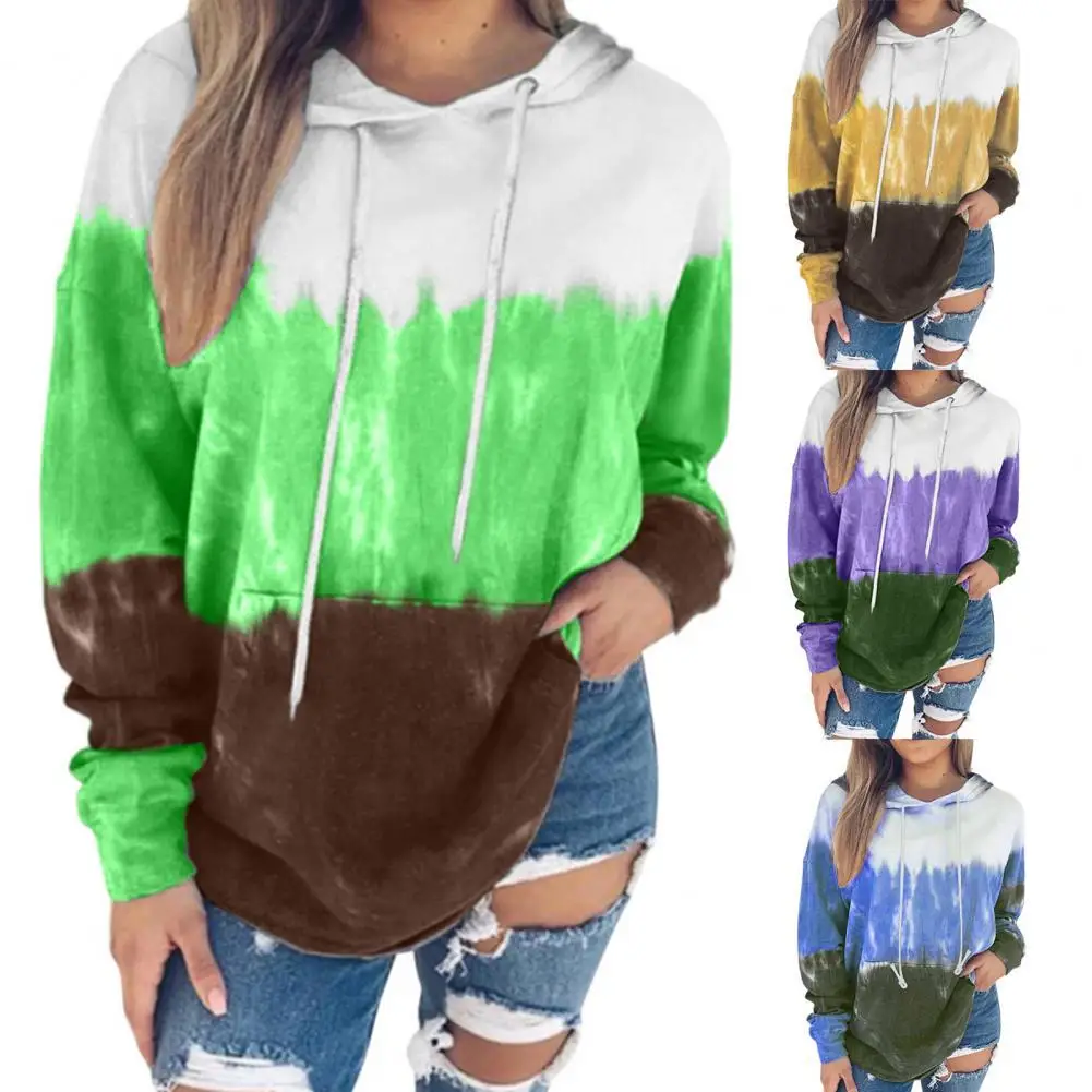 

New Tie Dye Women Hoodies Autumn Winter Warm Sweatshirt Pockets Long Sleeve Hooded Women Sweatshirt Ladies Hooded Top Pullovers