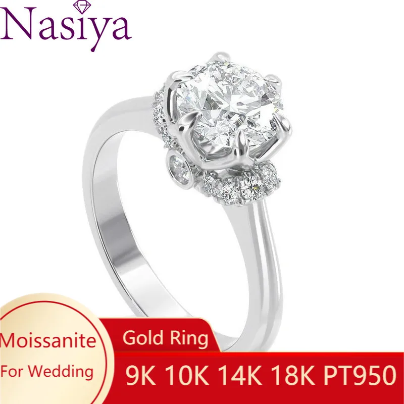 NASIYA заказное классическое 1CT круглое лабораторное Grown Moissanite Твердое 14k 585 Белое