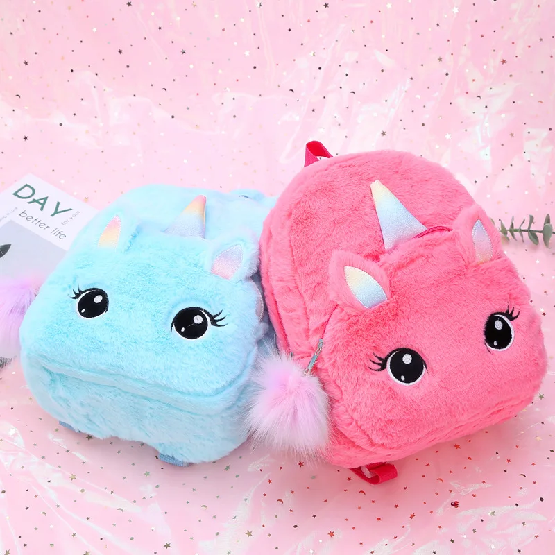 Cute Children Plush Unicorn Backpack Girls Cartoon Primary School Bags Book Capacity Bags Satchel Double Shoulder Backpack for K