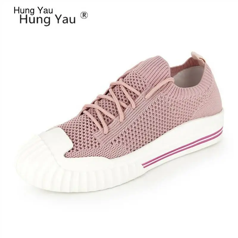 

Women Shoes Thick Bottom Platform Canvas Shoes Spring Lace-Up Sneaker Casual Comfortable Black Shoes For Women Plus Size 35-40