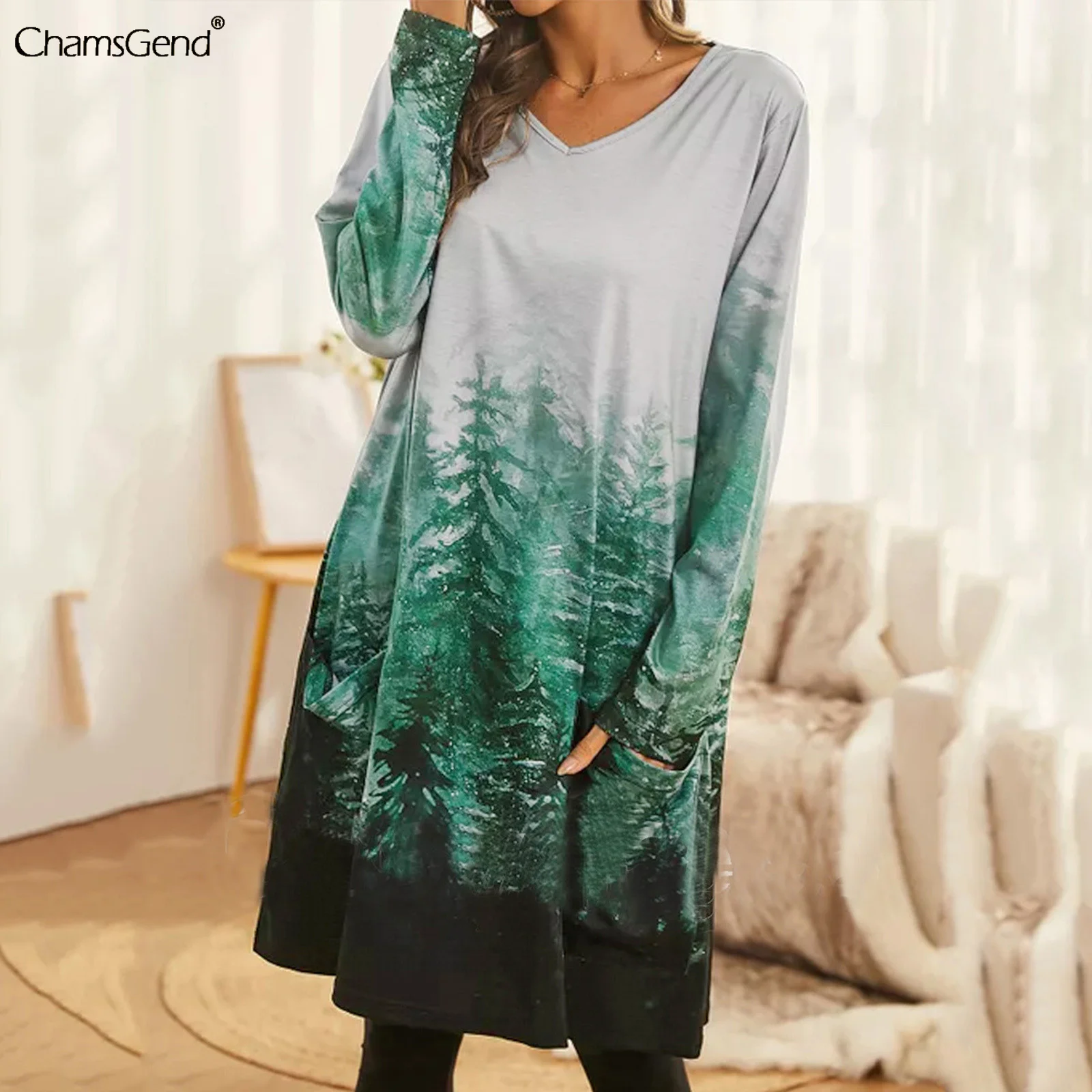 

Женский сарафан с длинным рукавом, повседневное винтажное платье свободного покроя с О-образным вырезом, элегантное праздничное платье с п...