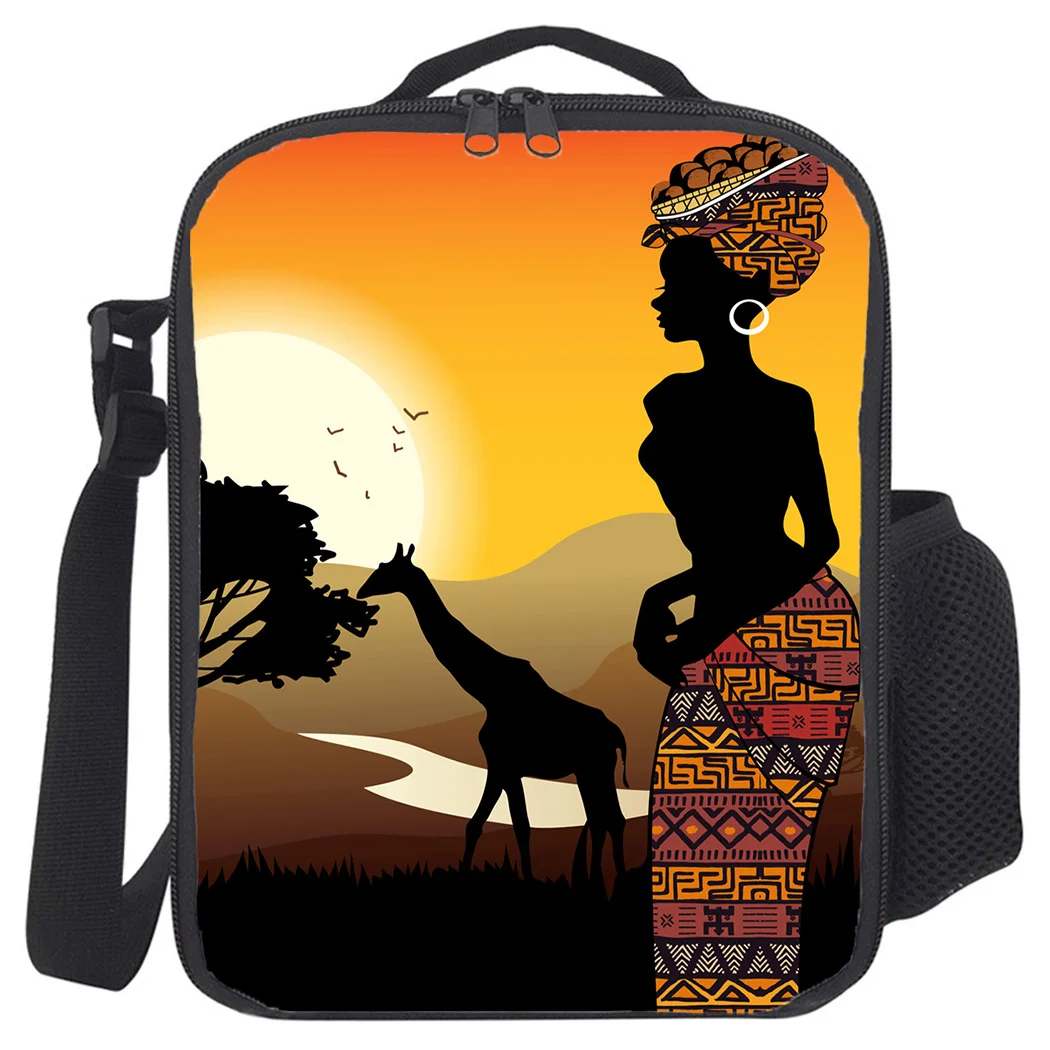 Африканская женщина Жираф силуэт портативный тепловой Пикник на плечо для ланч
