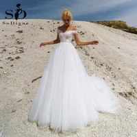 sodigne princess boho wedding dress off the shoulder top lace tulle vintage bridal gowns wedding formal dress