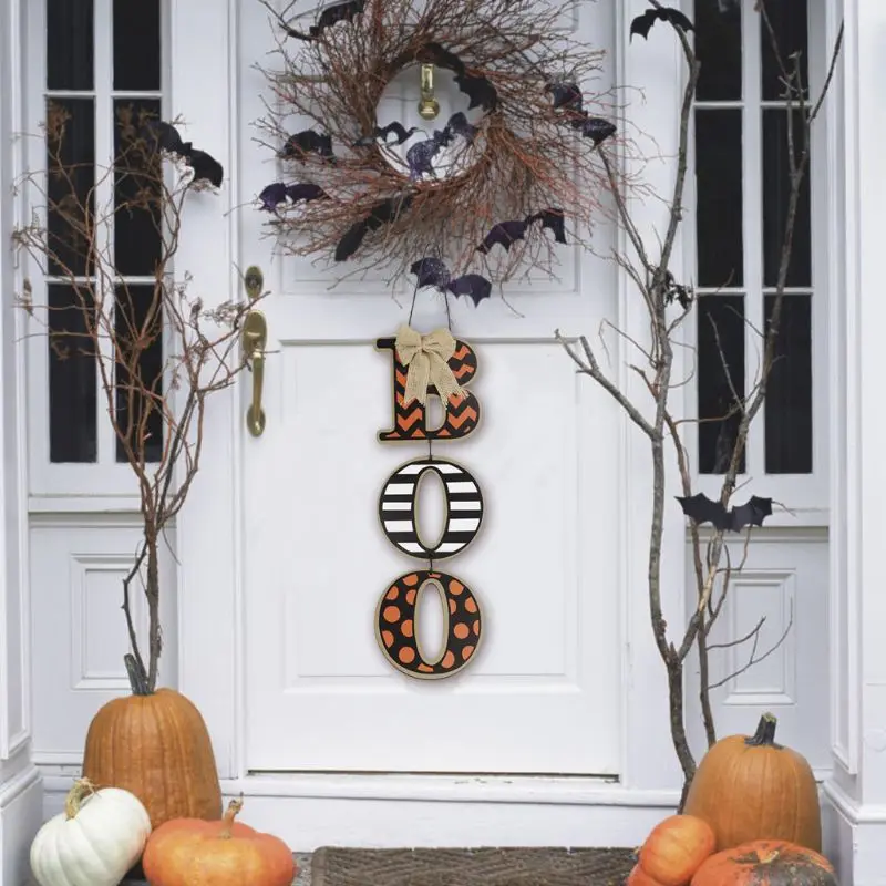 Хэллоуин благодарный Blessed Тыква бу висячий знак деревянная доска украшение дома