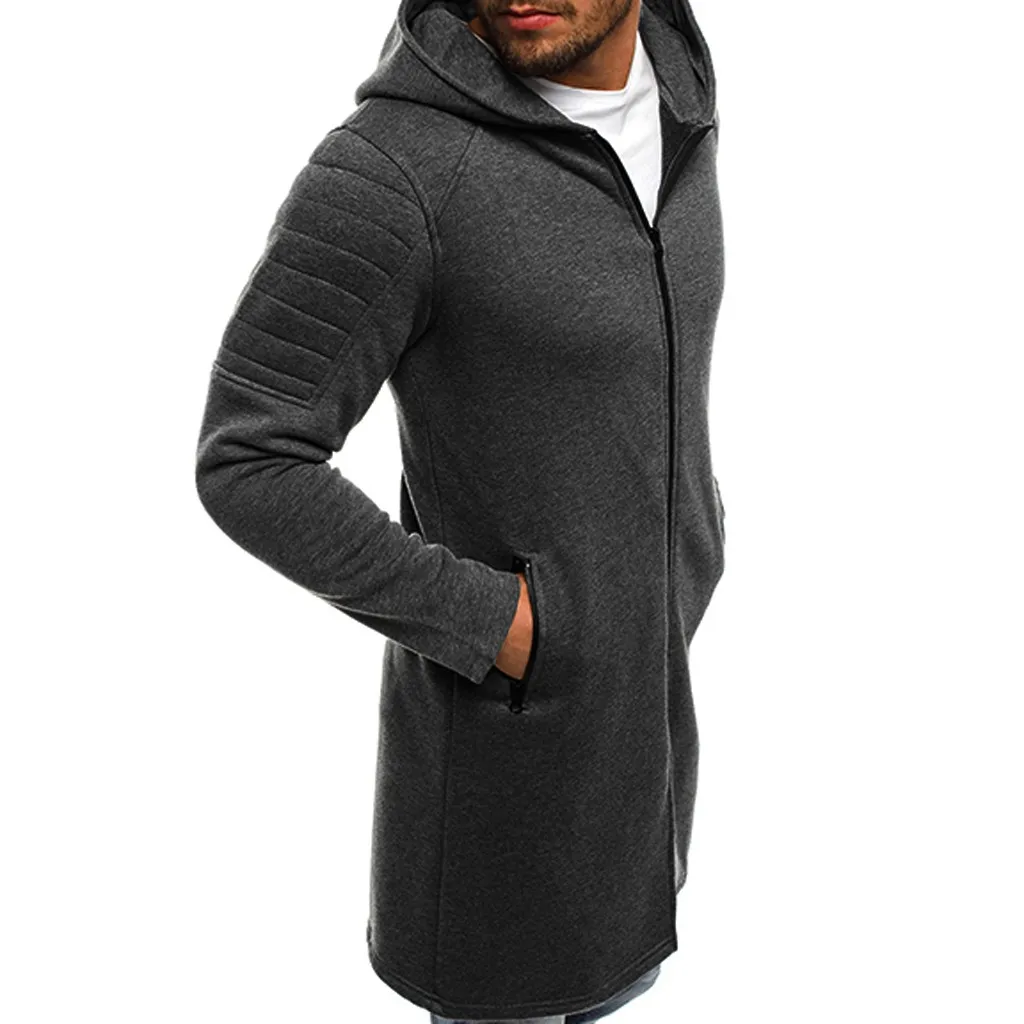 SAGACE осенне зимняя мужская длинная куртка на молнии с капюшоном простая