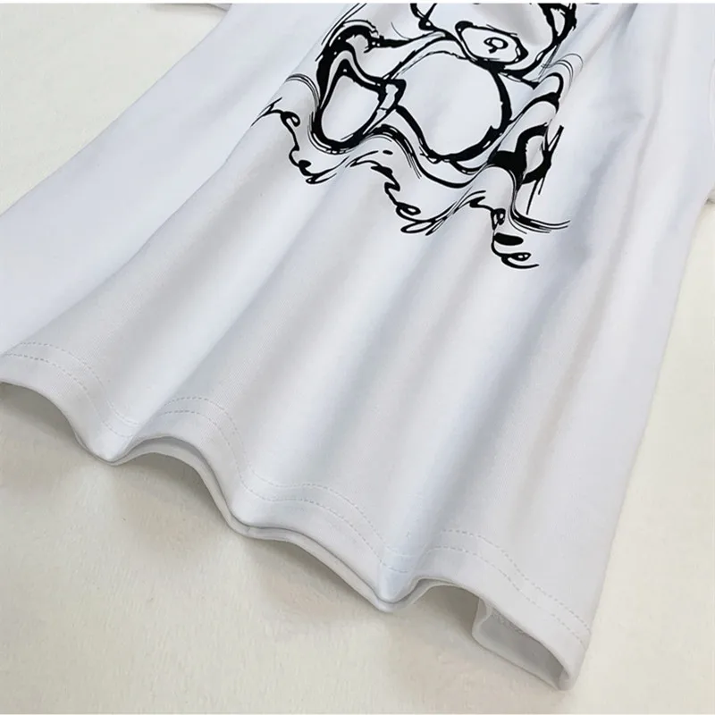 

Summer Short-sleeved Bear Print Round Neck T-shirt Family Look Mid-length Skirt Casual Family Matching Outfit Mommy And Me Dress