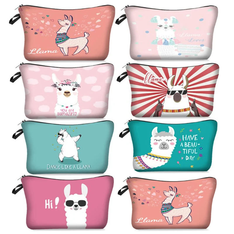 Многоцветная косметичка с цифровой печатью Альпака женская дорожная Милая