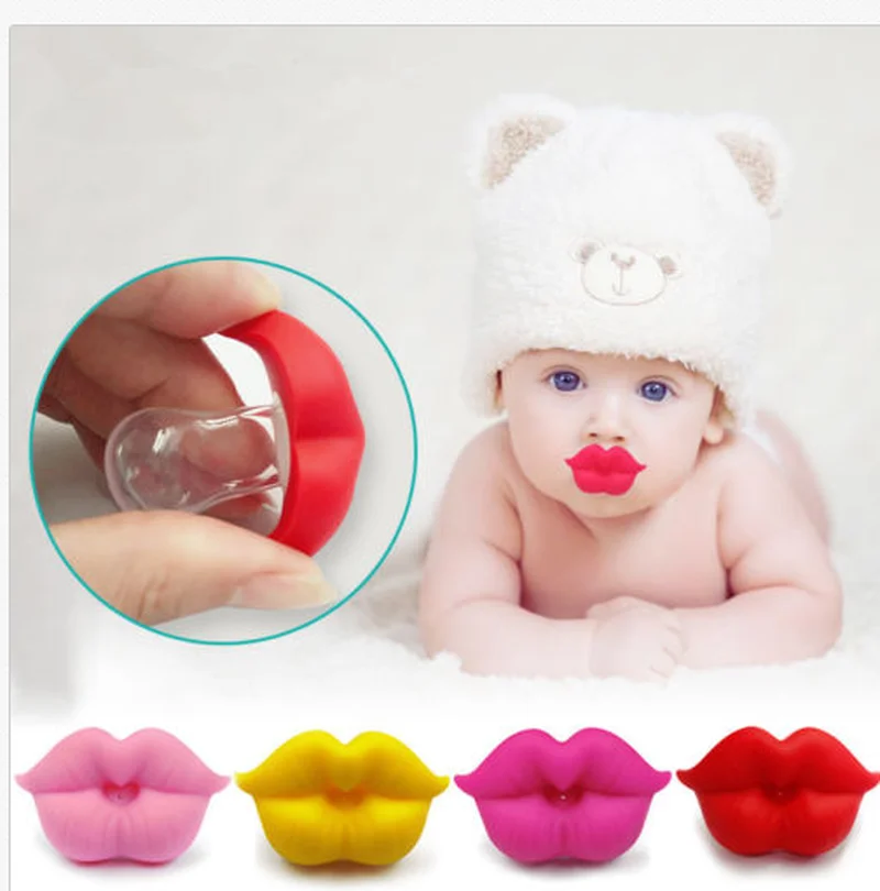 Детская соска красный поцелуй губы пустышка забавные силиконовые детские соски