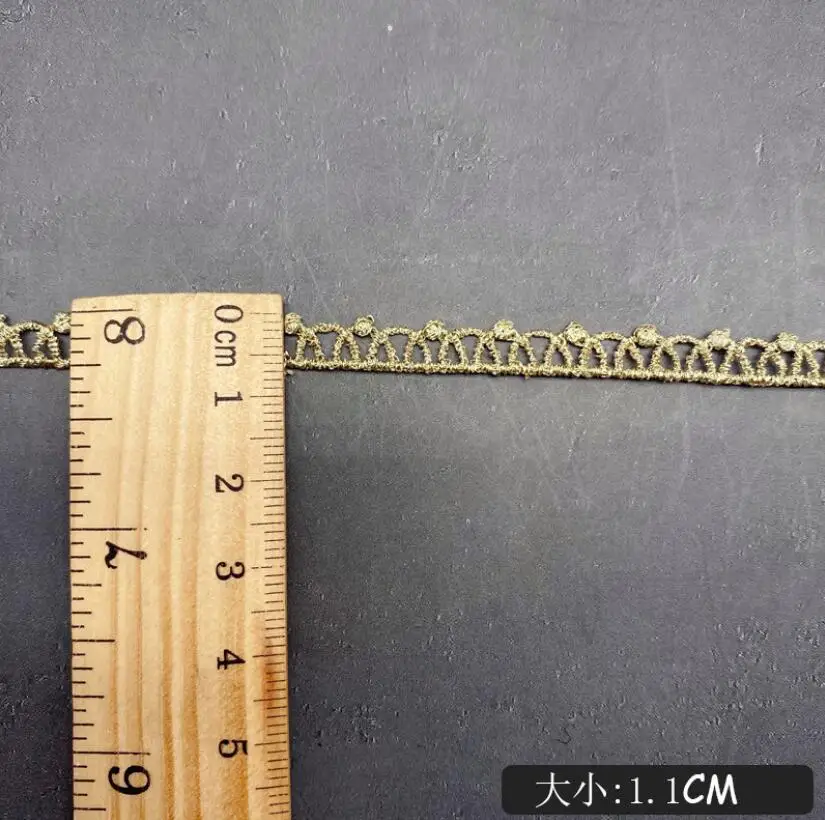 5 ярдов/лот 1 см Ширина желтого золота с кружевами кружевные ленты отделкой Ткань