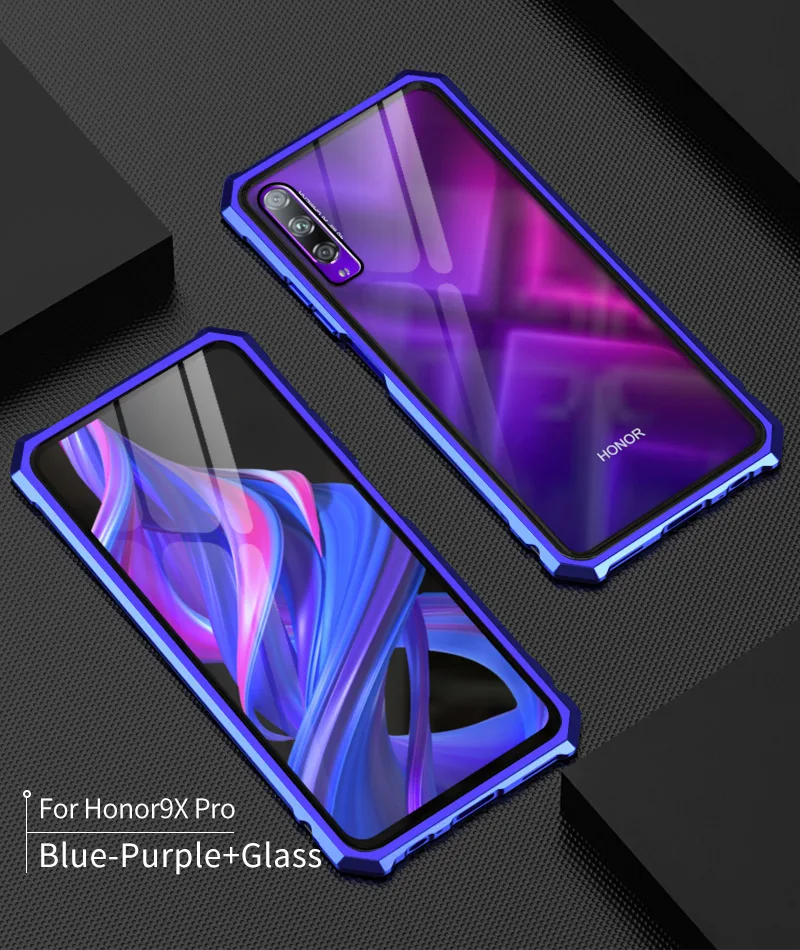 OMEVE для huawei Honor 9X чехол с металлической рамкой и закаленным стеклом задняя крышка для huawei Honor 9X Pro Чехол Honor 9X бампер чехол