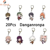 wholesale 20pcs danganronpa double sided acrylic keychain nanami chiaki nagito komaeda anime figures key chain for fans gift