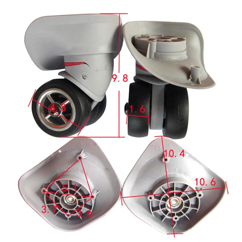 

2pcs Rubber Swivel Wheels 360 Degree Rotation Suitcase Replacement Casters 517D