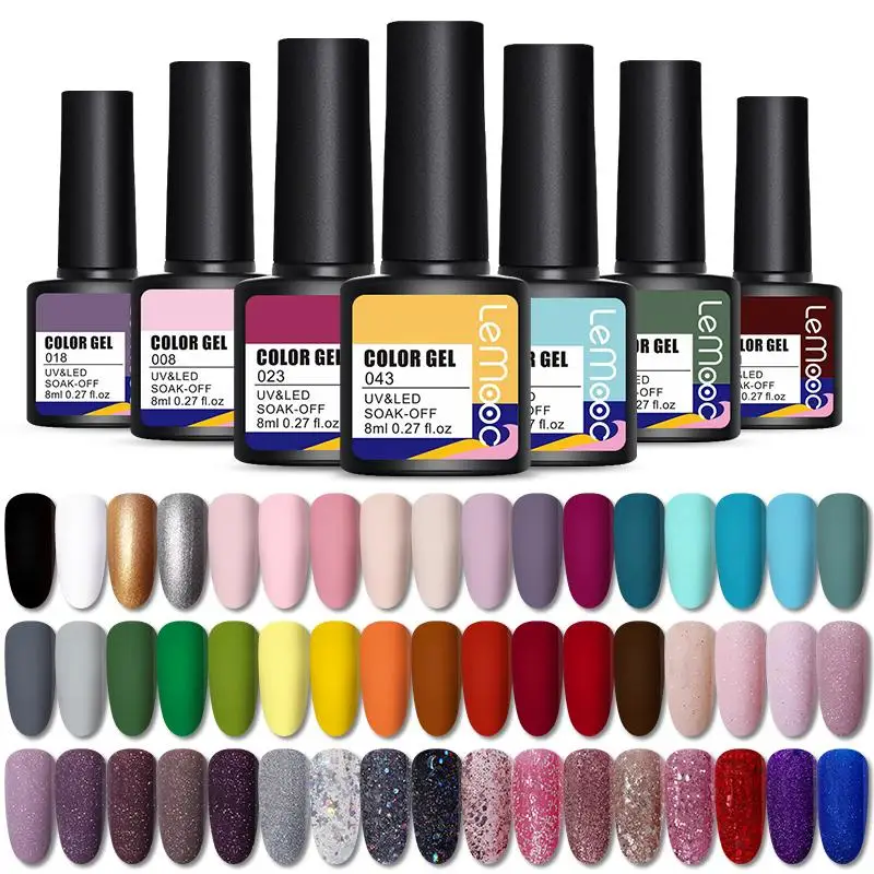 LEMOOC 8 мл Гель лак УФ светодиодный для ногтей красный серый гель долговечный