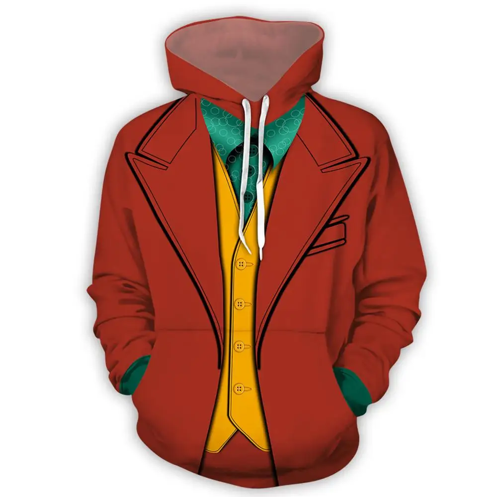 Джокер толстовки на молнии с длинным рукавом клоун Косплей костюмы 3D печатные