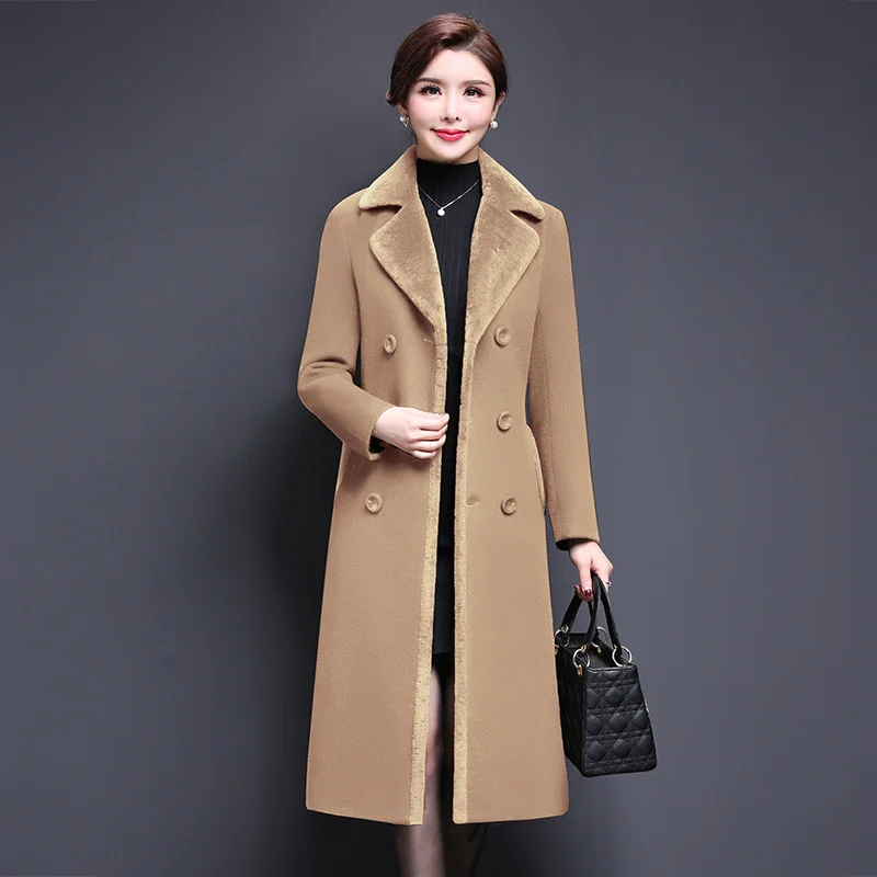 

Новинка Осень-зима 2020 шерстяное пальто для мам утепленное средней и длинной шерсти в иностранном стиле для женщин среднего возраста