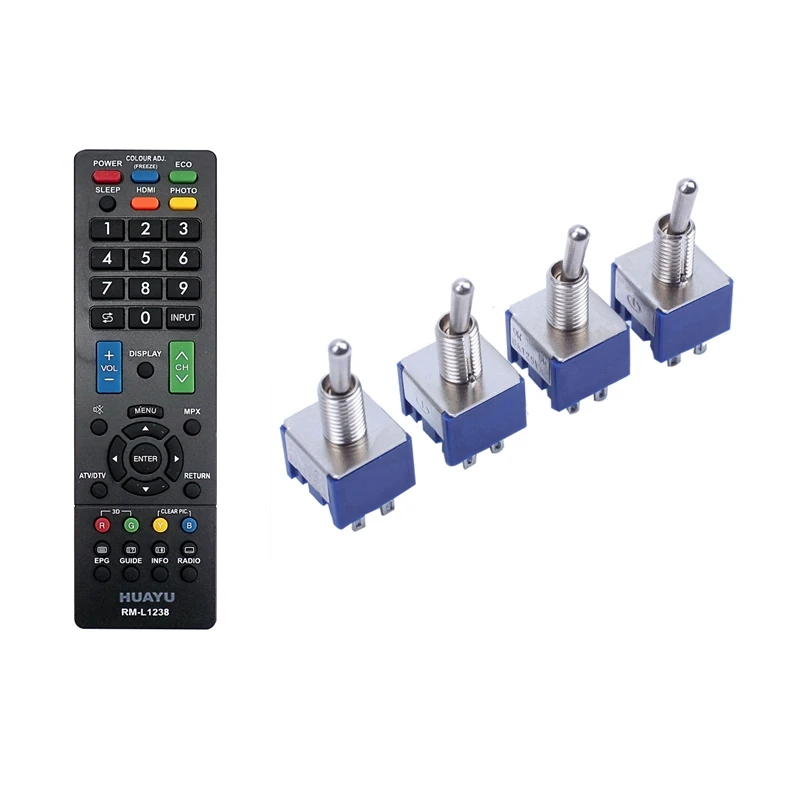 4X AC 6A 125V 2-позиционный 6-контактный тумблер DPDT ВКЛ-ВЫКЛ и 1X Универсальный пульт