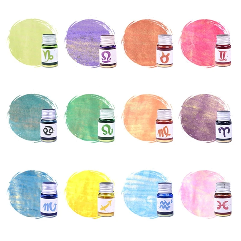 

5ml Gold Powder Colorful Fountain Pen Ink Non-carbon Refilling Inks Stationery D08A