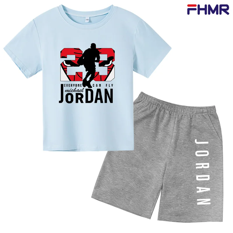 

2021New Children's Basketball Sport Print-No.23 Tshirt+Short 2-Piece Boys And Girls Summer Casual Suit Kids T-Shirt+Shorts Set
