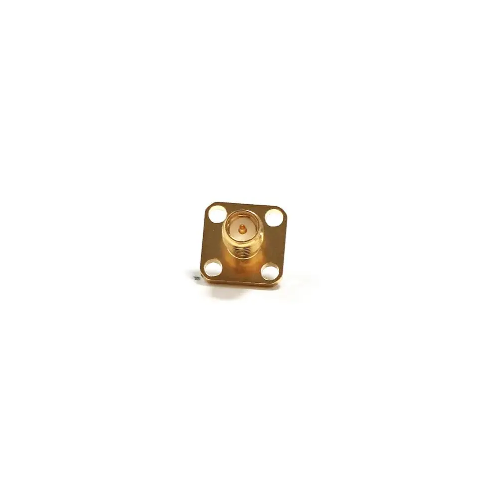 

1pc RP SMA Female Jack Inner Pin RF Coax Connector 4-Hole Flange Solder Post Straight Insulator 4mm Goldplated SMA Terminal