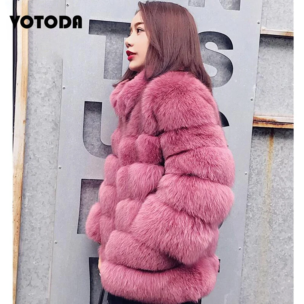 Winter Luxury Fur Coat For Women High Quality Fluffy Faux Fox Fur Coat Thick Warm Furry Outerwear Female Sexy Fashion Fur Jacket