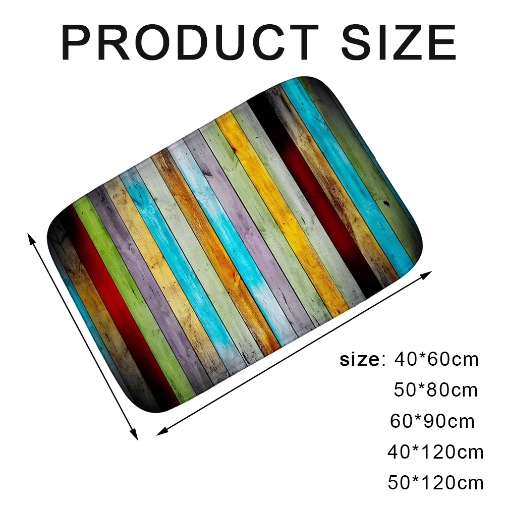 Коврик для ванной винтажный Противоскользящий Прямоугольный с деревянным