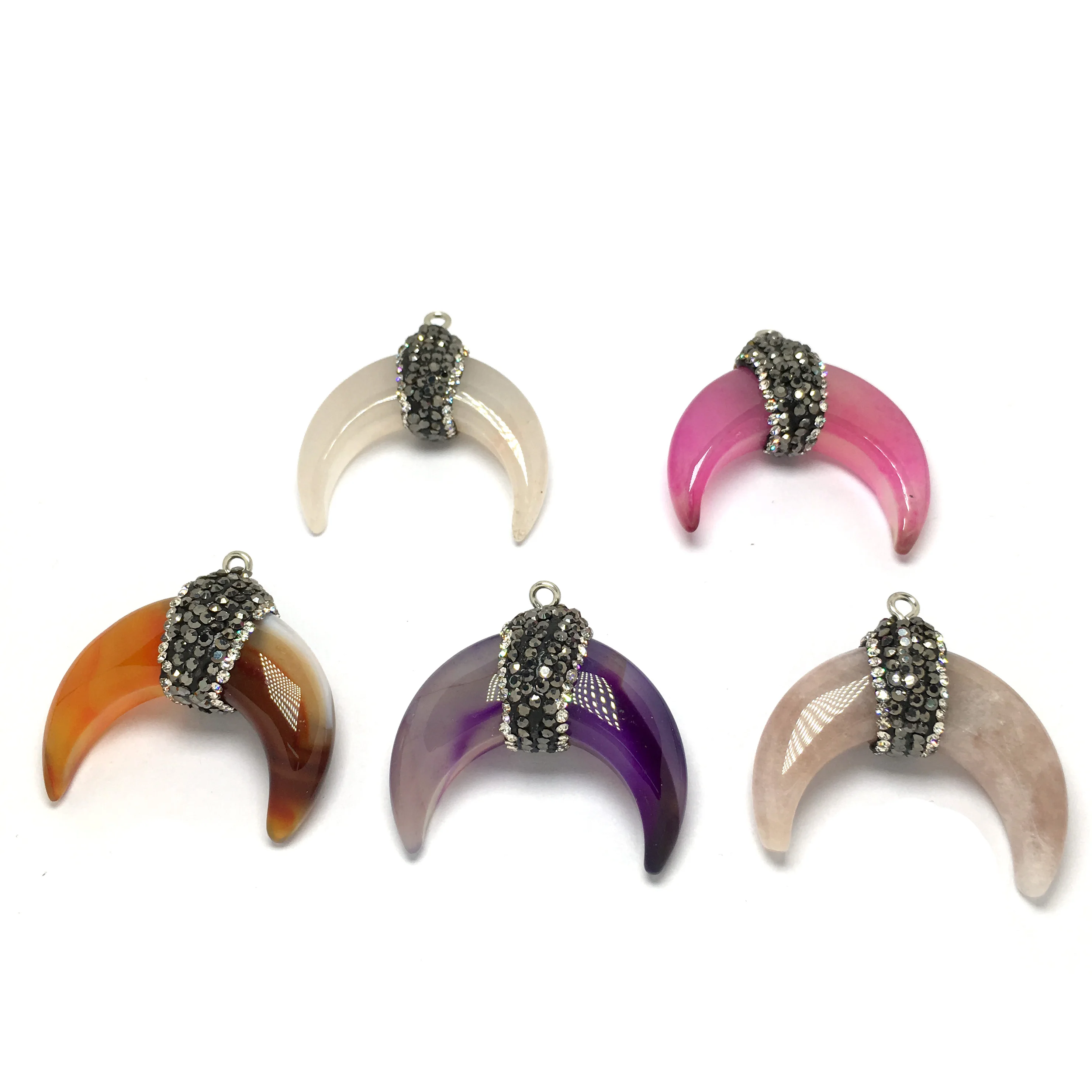 Натуральные подвески в форме полумесяца 5 цветов для изготовления ювелирных