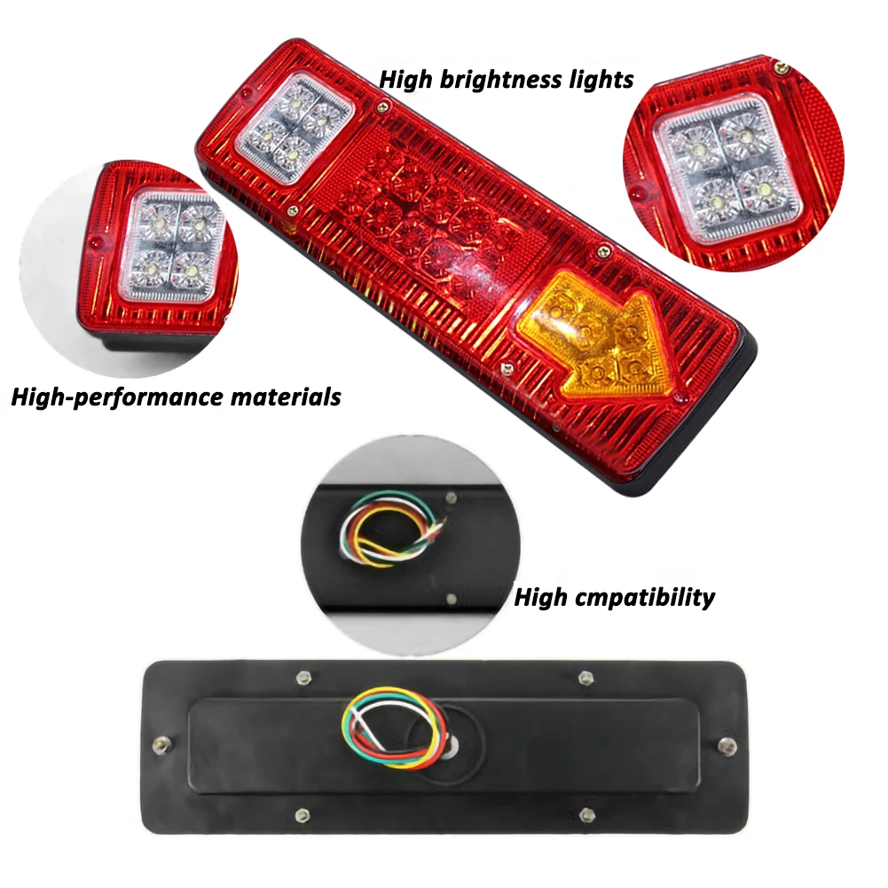 

2 Pcs 12 V LED Car Trailer Truck Rear Tail Lights Stop Brake Turn Signal Light Indicator Lamp Truck Caravan Taillight Waterproof