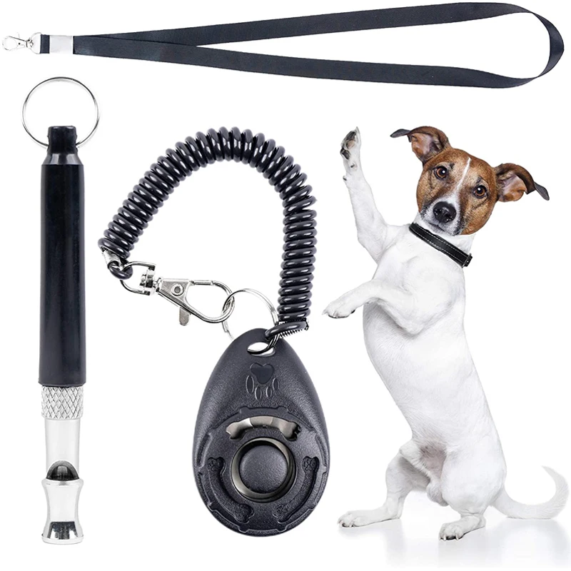 

100 набор тренировочный свисток для собаки с набором Clicker, регулируемый шаг, ультразвуковой со шнурком для восстановления домашних животных, ...