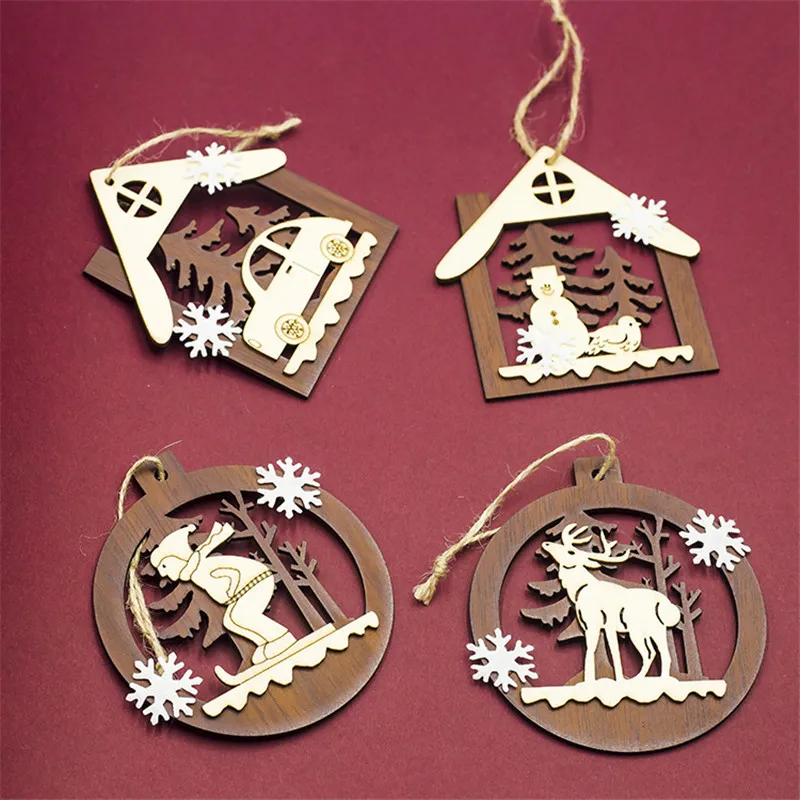 Новые поделки Diy Деревянные лося Автомобильные украшения Рождественская елка