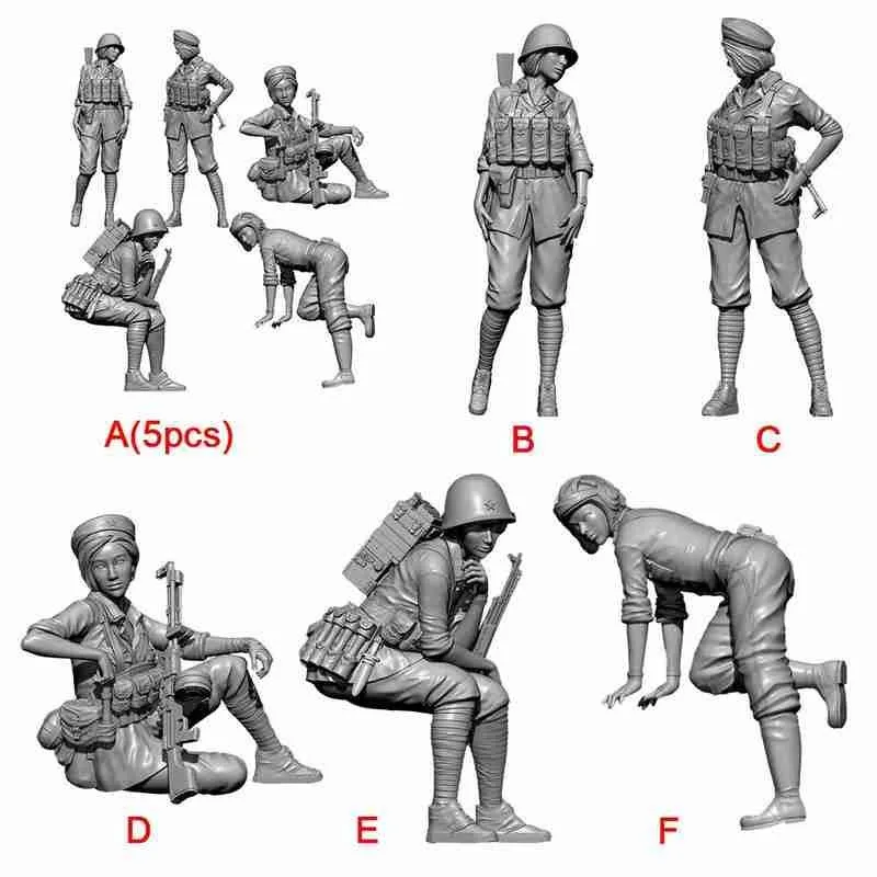 

1/35 Self-assembled Resin Soldier Model Ornament Resin Figure Resin Female Soldier White YFWW-2066 Kit Model Unpainted Kit I5G9