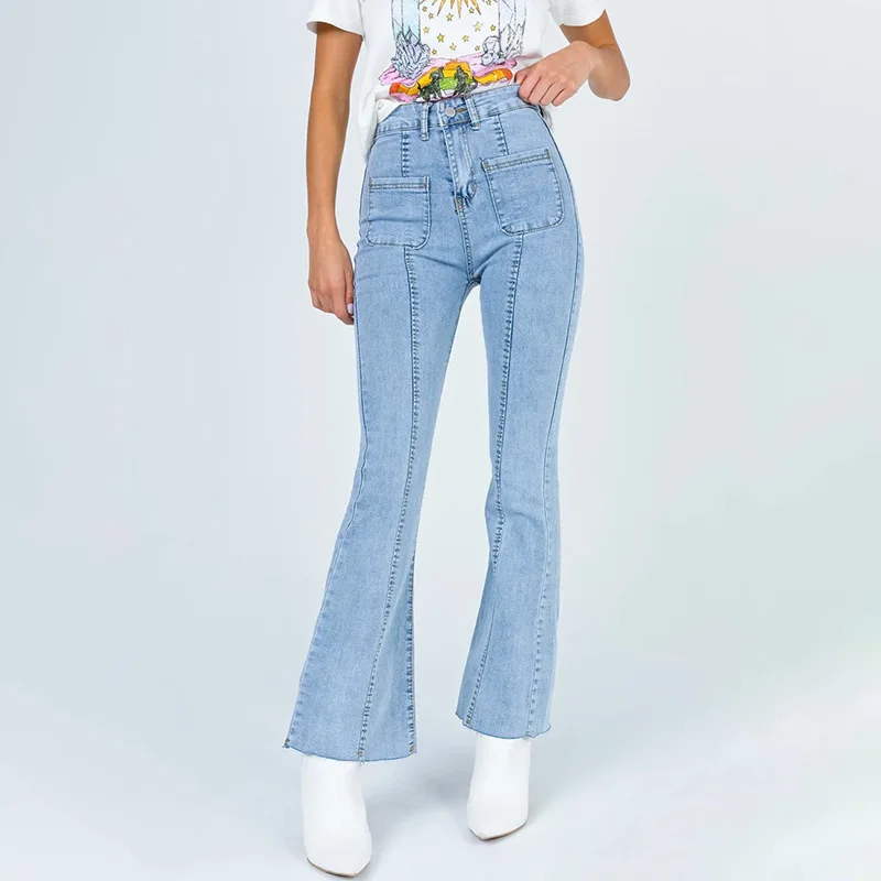 Spring/Fall 2022 Flared Jeans Stretch Jeans High Waist Slim Jeans Pants Women's Pants From The 90s Flared Trousers Slit Jeans