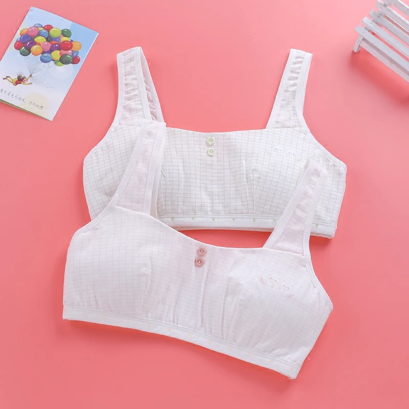Хлопковый спортивный тренировочный бюстгальтер для девочек белое хлопковое