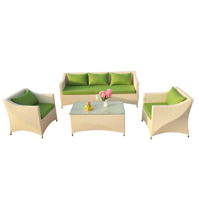 

Outdoor sofa leisure furniture balcony living room rattan sofa ivory white combination furniture four-piece