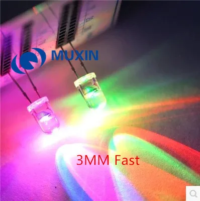 Прозрачный 200 шт 5 мм RGB медленный мигающий красный зеленый синий 3 цвета