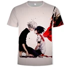 Футболки с 3D-принтом аниме Токийский Гуль в стиле Харадзюку, мужские и женские футболки с коротким рукавом, крутые повседневные модные летние топы