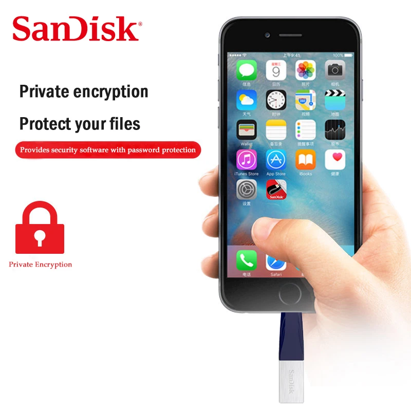 

SanDisk Flash Drive iXPand OTG Lightning 128GB 64GB 32GB Pendrive Dual OTG USB 3.0 256GB Pen Drive for iPhone & iPad MFi