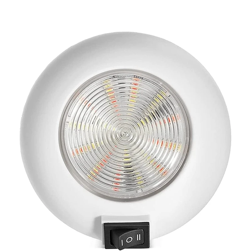 

AU05 -1Pc 4 Inch Round LED Light Surface Mount for Home Truck RV Trailer Boat Aircraft Interior Light, Blue&Red LED