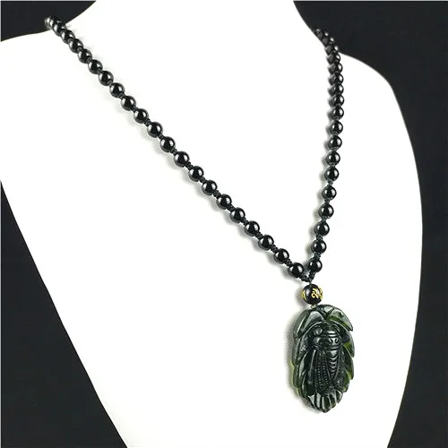 Сертифицированный китайский натуральный черный зеленый нефрит Cicada кулон