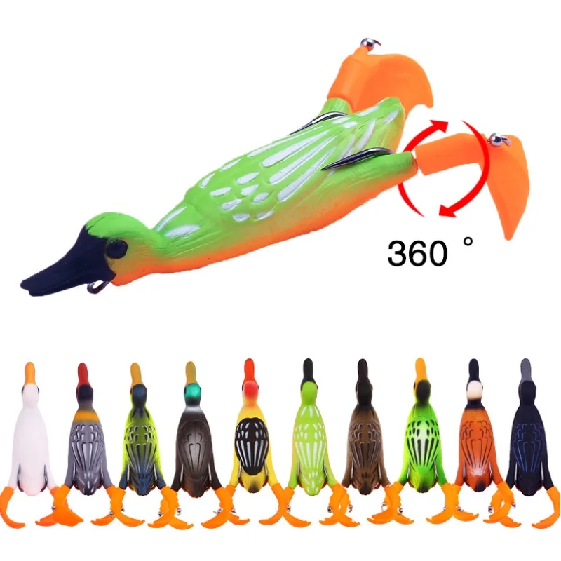 

1 Pcs Topwater Soft Lure 80mm 12g Floating Double Propeller Whopper Popper Plastic Flippers Duck Soft Bait Fishing Lures