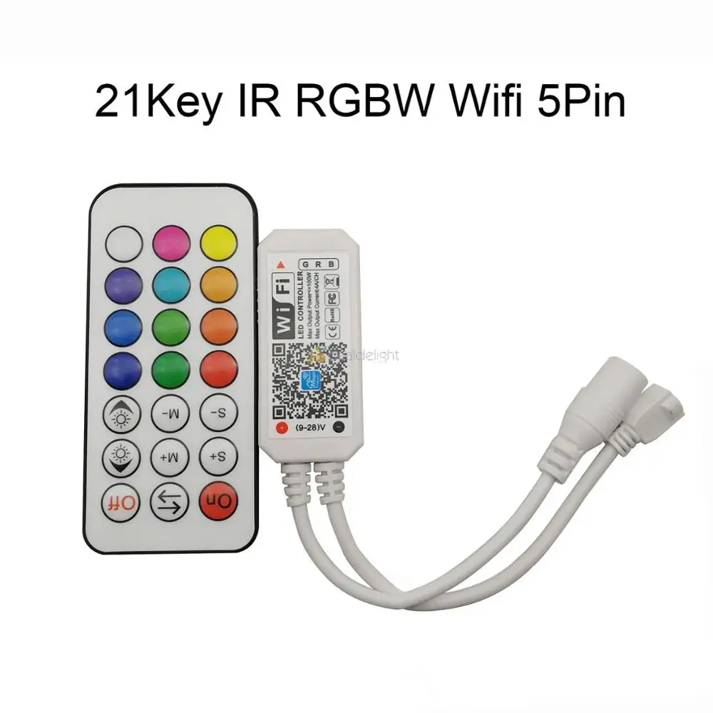 Magic Home Mini WiFi RGBCW управление ler APP / Alexa Google Голосовое DC12V 24V 21 ключ RF пульт