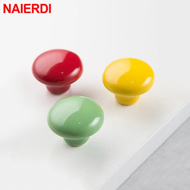 Круглая керамическая ручка для мебели NAIERDI ручки выдвижных ящиков ярких цветов