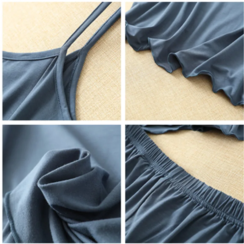 Пижамный комплект Daeyard женский из модала рубашка и шорты домашний костюм 2