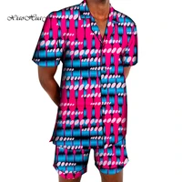 2 pcs set african clothes for men new summer short sleeve shirt and short pants african print pants suit set men outfits wyn1736